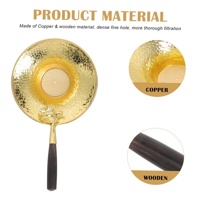 Ipetboom Copper Tea Strainer with Delicate Handle Creative Flower Shape