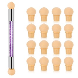 17 in 1 Nail Sponge Set with Double-Head Brush for Gel Nails, Includes 16 Replacement Heads Acrylic Manicure