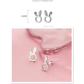 Cute CZ Rabbit Stud Earrings for women Girls S925 Sterling Silver Cubic Zirconia Delicate Tiny Studs Earring Hypoallergenic Birthday Jewelry Gift