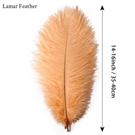 Lamar 20Pcs Champagne Ostrich Feathers 14-16'' Bulk Feathers for Wedding Centerpieces, Vintage, 1920s Style, Crafts, Carnival, Party Decor, Floral Arrangement, Bohemian Home Decor (Champagne)