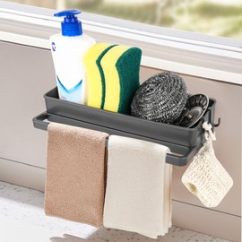smtfcty Spülbecken Organizer Küchen Spüle Sink Organizer, Schwammhalter Spülbecken Spülbecken Caddy Organizer Wand, küchen Organizer, Spülschwamm Halterung mit Abtropfschale Aufbewahrung