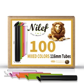 Nilef 100 Pack Colorful Plastic Storage Tubes with Caps - Child Resistant Squeeze Pop Top Tubes, Waterproof, Airtight BPA Free Plastic Containers (Black, Clear, Amber, Green, Pink, 20 Each) (Q159)
