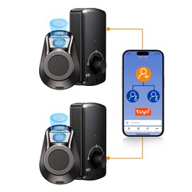 SEPOX® 2PC Set Smart Deadbolt Lock - 5-in-1 Keyless Entry (Fingerprint, Bluetooth, WiFi, Tuya APP, Key) - Auto Lock/Unlock, Front & Bedroom Door Compatible, Lever & Knob