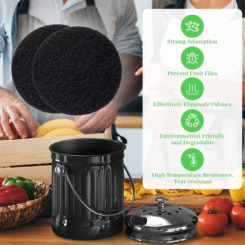 7 Pack Compost Bin Charcoal Filters Round Indoor Kitchen Compost
