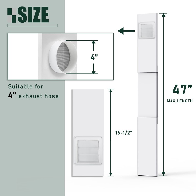 Flehomo Dryer Vent Window Kit, Include Dryer Vent Cover with