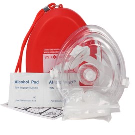 Ever Ready First Aid CPR Rescue Mask, Adult/Child Pocket Resuscitator, Hard Case with Wrist Strap, Gloves and Wipes | Ever Ready First Aid