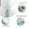Blue and White Ceramic Vase, Mid Century Modern Striped Small