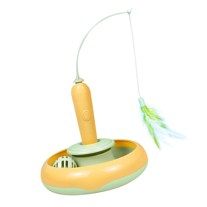 Cat Feather Toy Automatic 360 Degrees Rotating Bell Ball Stable