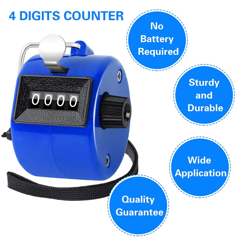 FEBSNOW 2 Pack Hand Tally Counter 4 Digital Click Counter
