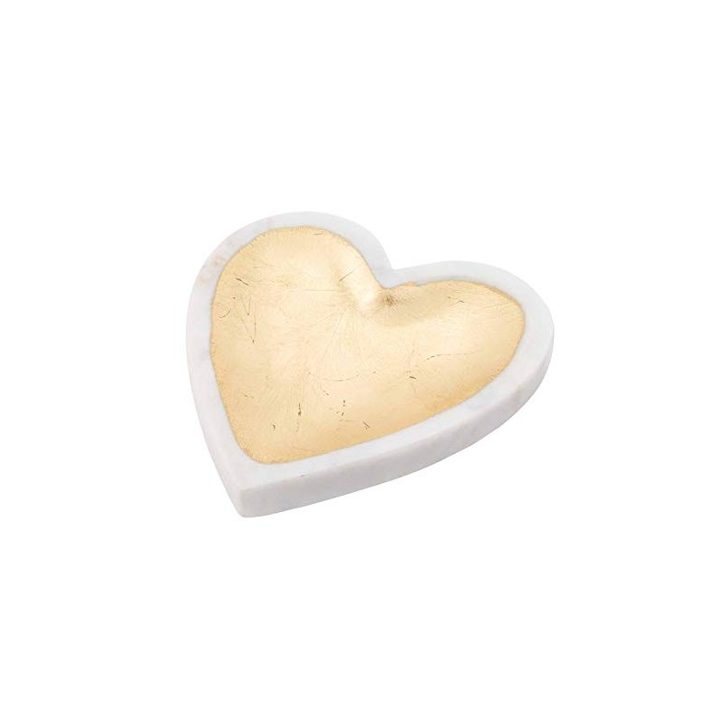 Mud Pie White Marble Foil Heart Tray