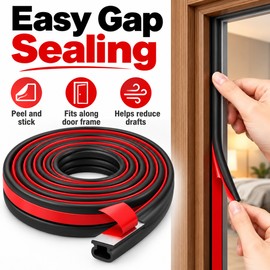 6M Self-Adhesive Door & Window Seal Strip – Hollow TPE Weatherstripping Tape for Draft, Dust & Noise Reduction, 10 x 6mm