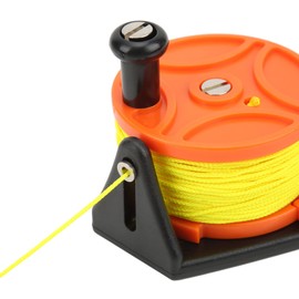Bewinner Portable Diving Handle Reel, 46m / 150.9ft Scuba Dive Reel Kayak Anchor with Thumb Stopper, for Underwater Scuba Diving Divers Water Sports(orange wheel)