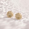 (Gold Seashell) Evabelle Gold Earrings for Women Chunky Hoop Seashell