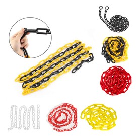 Plastic Barrier Chain Parking Space Barrier Road Plastic Chain, Hazard Chain Link, Black/Red/White/Yellow, 5M/ 8M/ 10M (8mm*10M, Red & White)