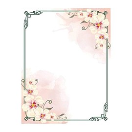 100 Stationery Writing Paper, with Cute Floral Designs Perfect for Notes or Letter Writing - White Orchids