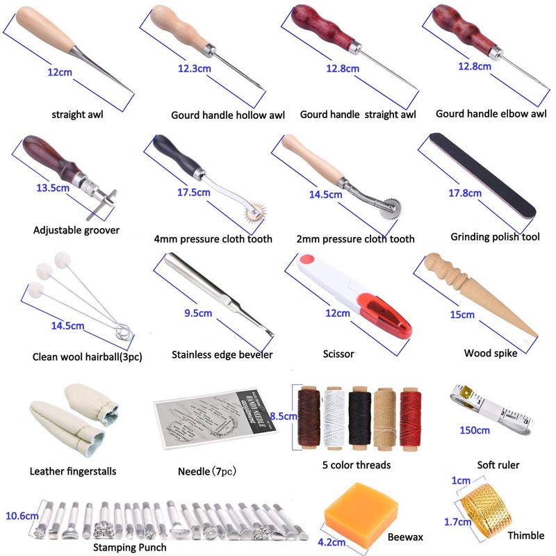 HOSTK 33pc DIY Leather Craft Hand Kit Tools Set for