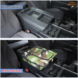 Upgrade Center Console Armrest Cover Compatible with Toyota Tundra 2022+ Sequoia 2023+ Leather Middle Console Cushion Lid Pad Anti-Scratch Armrest Seat Box Cover With Pocket Storage Bag Accessories