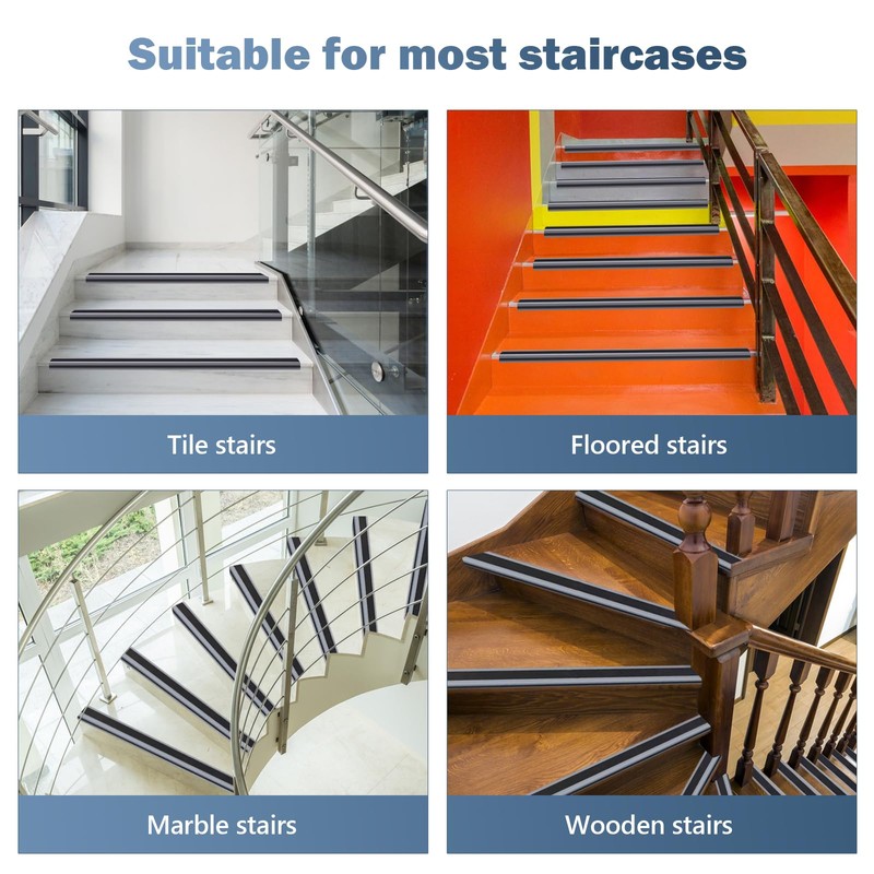Pionasuicg Rubber Stair Edging Self Adhesive Staircase Step Edge Protector