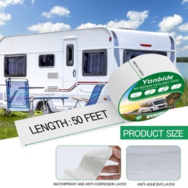 Felizshop RV Roof Tape, UV & Weatherproof Natural RV Sealant Roofing Tape, 2 Inch x 50 Feet Camper Roofing Roof Repair Sealant Tape White, for RV Repair, RV Punctures, Roof Leaks Repair,Boat Sealing