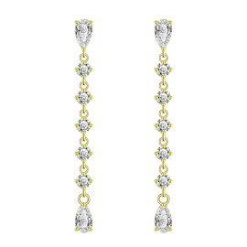 KristLand 925 Silver Stud Earrings Gold-Plated Earrings Women's Earrings Teardrop Zirconia Stones Women's Party Gift, Silver