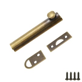 Bitray Brass Slide Bolt Latch 6 Inch Equipped with Strike Plate&Screws Golden Retro Track Door Bolts 2 Sets