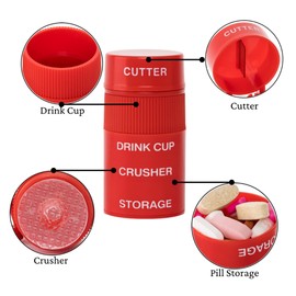 Pill Crusher Cutter and Grinder Cut and Crush Combo with Drinking Cup, Storage, by easycare