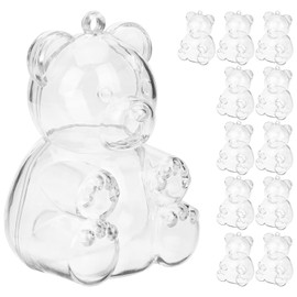 TOYANDONA 12Pcs Bear Shaped Candy Boxes, Clear Honey Bottle Bulk Fillable Ornaments Crafts Decorations Bear Container for Baby Shower Birthday Party Favors