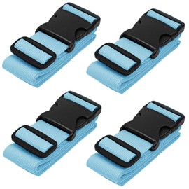 CSTOM 4 x Coloured Suitcase Straps, Luggage Straps, for Suitcase Identification Black