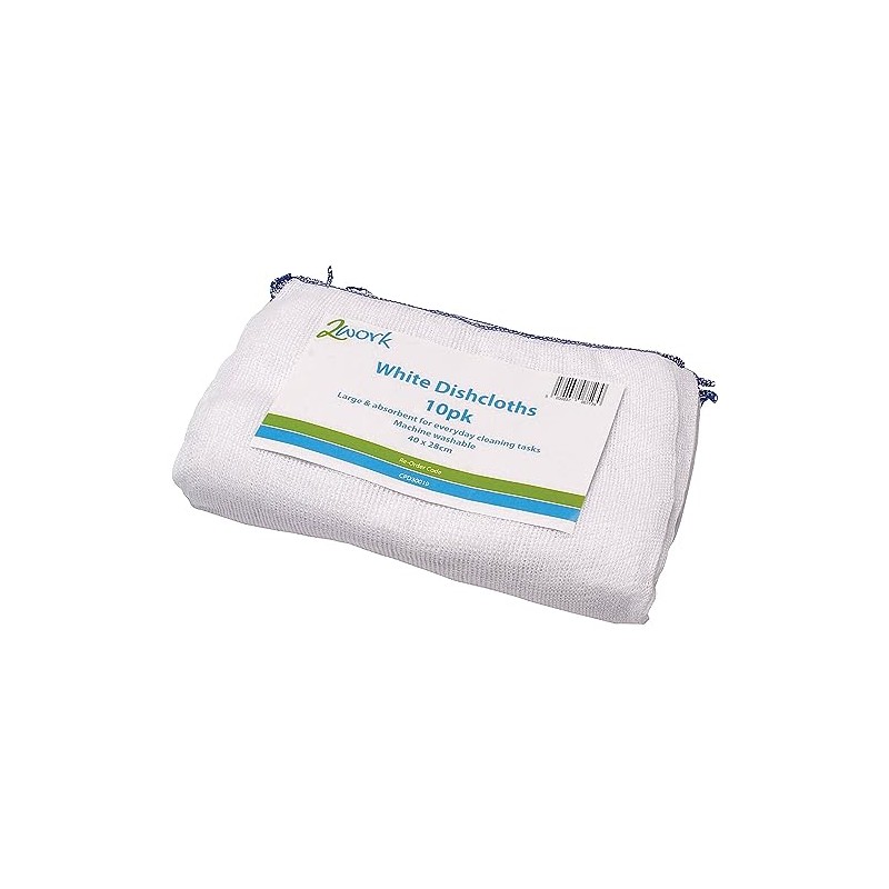 2Work Dishcloth 300 x 400 mm White (Pack of 10)