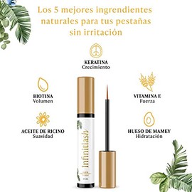 Suero para Pestañas y Cejas con Biotina, Keratina, Vitamina E, Aceite de Ricino y Hueso de Mamey - Lash Oil Mascara Serum Estimula Crecimiento 50% más