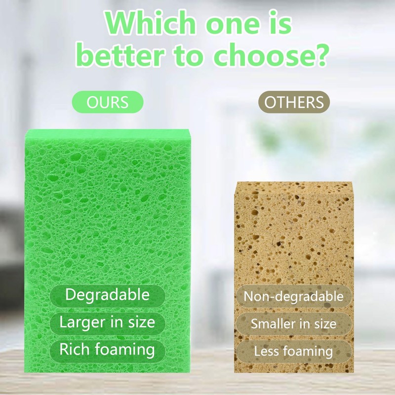Cellulose Sponges, Large Size 4" x 6" - Heavy Duty