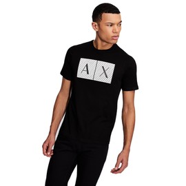 A|X ARMANI EXCHANGE mens Crew Neck Logo Tee T Shirt, Grid Logo Black, XX-Large US