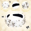 MOSOTECH Coquette Bow Headband for Women, Rhinestone Crystal Pearl Embellished