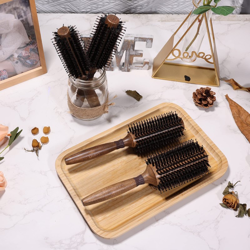 LORSEX Round Brush for Detangling Straightening and Blow-Drying, Wild Boar