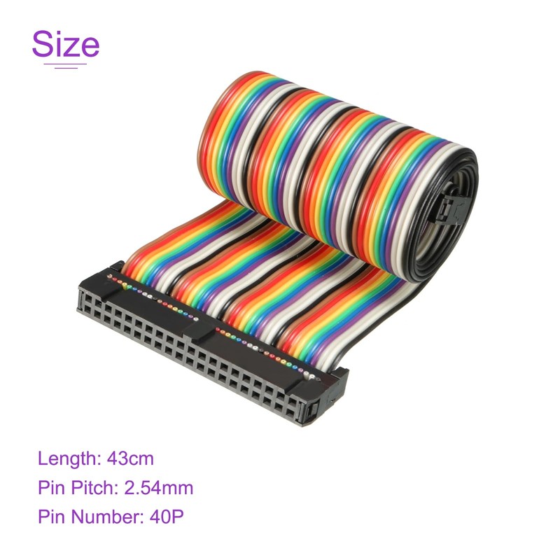 DMiotech 1 Pack 40 Pins IDC Wire Flat Rainbow Ribbon