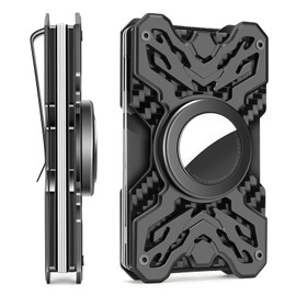 Minimalist Wallet for Men with Airtag Holder - RFID Wallets Slim Card Holder with Money Clip Gifts for Men (Black)