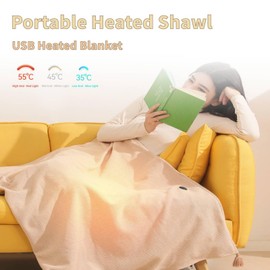 Portable Heated Shawl - Soft Zipper Electric Heated Blanket Shawl, Wearable Cordless Graphene Warming Wrap, Lightweight, Portable, and Wireless Heating for Home or Travel (Green)