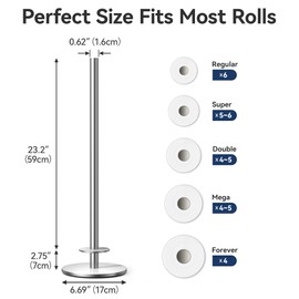 Brushed Nickel Toilet Paper Holder Stand for Spare Rolls Storage, Stainless Steel Freestanding Toilet Paper Holder with Shelf Hold 5 Paper Rolls