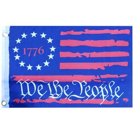 Trade Winds Betsy Ross 1776 We The People Blue Premium Quality Fade Resistant 100D Woven Poly Nylon 12x18 12 inches x18 inches Boat Car Flag Banner Grommets