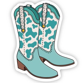Big Moods Teal Cowboy Boot Vinyl Sticker