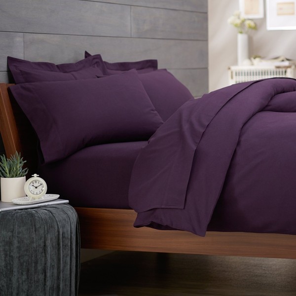 [hachette] DOUBLE SIZE AUBERGINE 100% EGYPTIAN COTTON FITTED SHEET IN