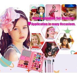 V-TiNG Kids Makeup Kit for Girls with Makeup Brush Set Maquillage Enfant Fille Makeup Palettes for Girl Princess Role Playing Holloween Birthday Gift Girls Toys Age 4 5 6 B