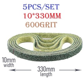MiJunHD Nylon Sanding Belt 10 x 330 mm, Surface Conditioning Belt 5 Pcs Sander Belt 600 Grit Non-Woven Abrasive Belt for Metal Sanding, Polishing,Rust Removal