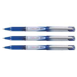 Pilot V-Ball Grip 05 PTE Liquid Ink Rollerball Pen Fine Pack of 3 Blue
