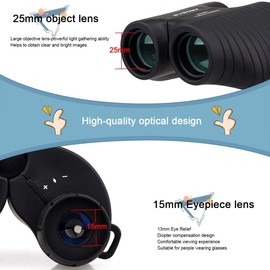 SVBONY SV10 8x25mm Binoculars for Kids Travel Compact Binoculars Auto Focus Mini Lightweight Pocket Bak4 FMC Bird Watching for Adults Kids Hiking Concert Theater Opera