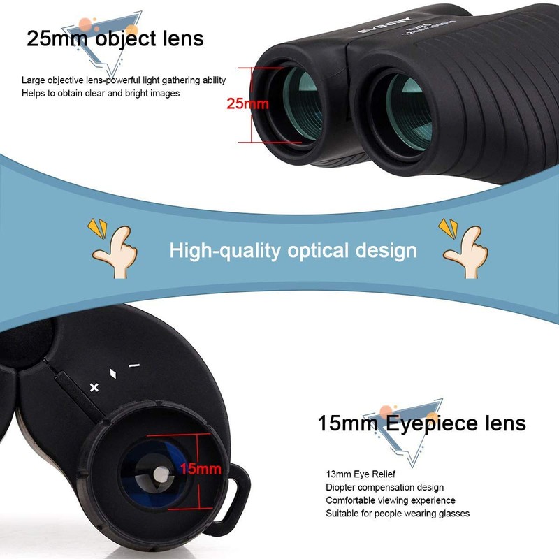 SVBONY SV10 8x25mm Binoculars for Kids Travel Compact Binoculars Auto