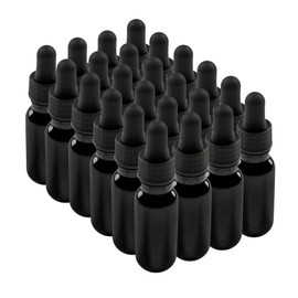 The Bottle Depot - Eye Dropper Bottle 0.5 oz - 24 Pack (15 ml Black UV Glass Dropper Bottles with Black Glass Pipette) Empty Tincture Bottles with Droppers - 18-400 Neck Finish
