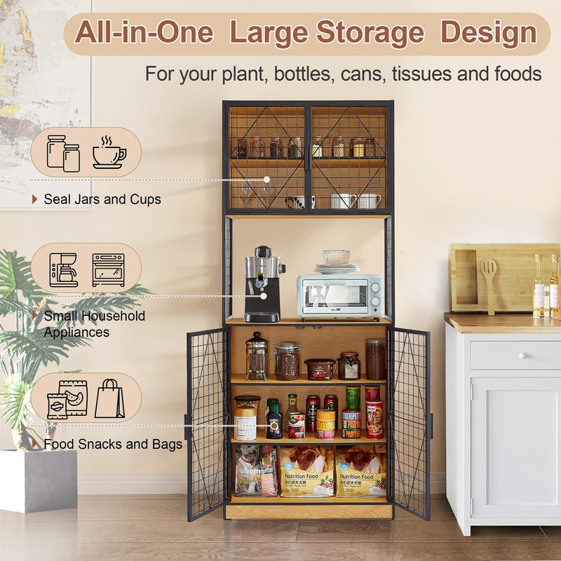 VECELO 72in Tall Kitchen Pantry Cabinet with Doors and Shelves,