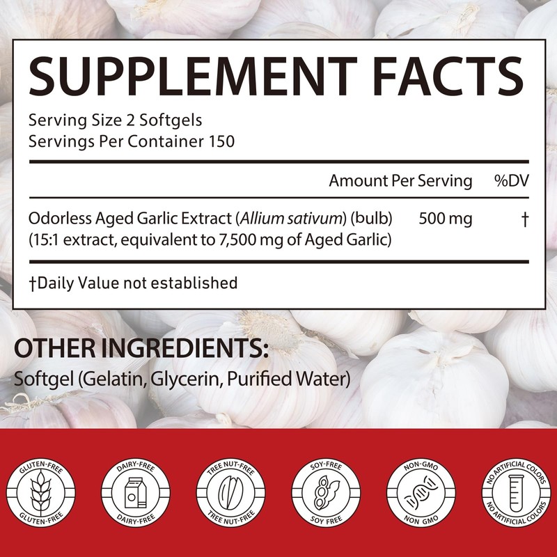 2 Years Aged Garlic Extract Capsules – 300 Count 7500mg