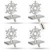 Iconikal 4-Pack Stocking Holders Christmas Chrome Metal Snowflake Weighted for